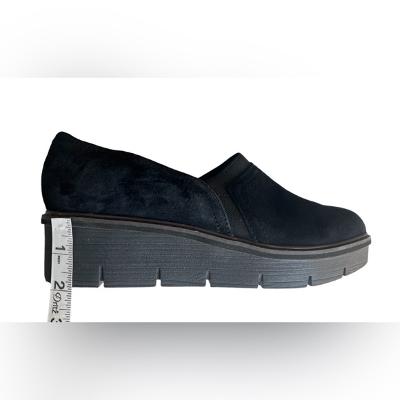 CLARKS AIRABELL MID SLIP ON SUEDE LEATHER WEDGE SHOES BLACK Size 9.5 - Picture 10 of 12